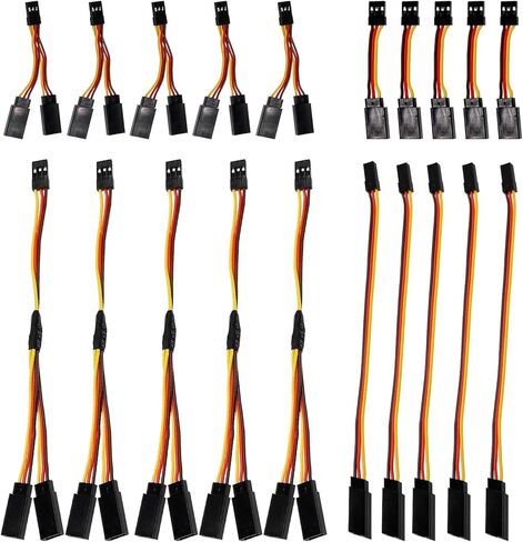 20Pcs Servo Extension Cable and Y Harness Splitter for RC Airplane Car Drone, Compatible with JR Futaba Spektrum (1.97nch /5.9-Inch) in Saudi Arabia