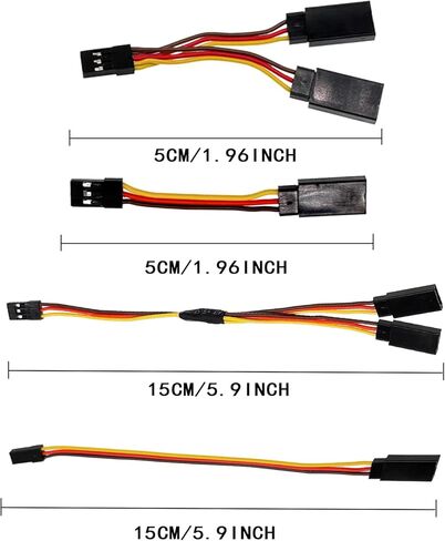 20Pcs Servo Extension Cable and Y Harness Splitter for RC Airplane Car Drone, Compatible with JR Futaba Spektrum (1.97nch /5.9-Inch) in Saudi Arabia