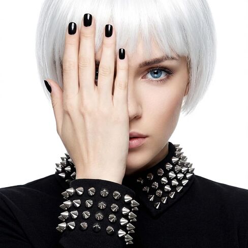 Shimmeroo 200pcs 8mm الفضة رصاصة سبايك مخروط ترصيع، فاسق المسامير مخروط سبايك مسمار للحرف اليدوية، ومسامير الظهر المسطحة والمسامير الغراء على ديكور للملابس الجلود حزام حقيبة أحذية مجوهرات الزخارف in Kuwait