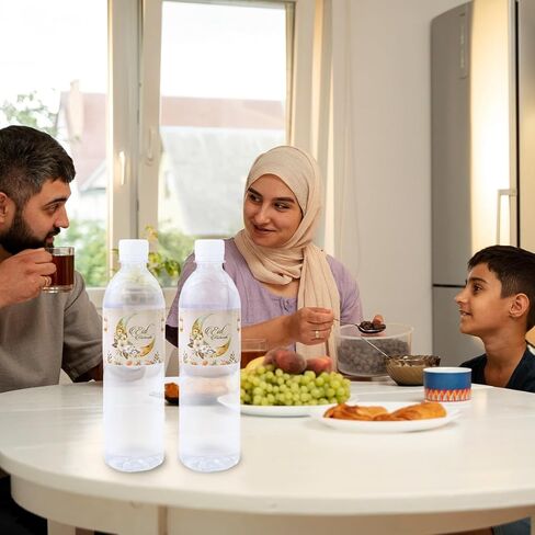 24 قطعة من ملصقات زجاجات المياه لرمضان كريم، مقاومة للماء لعيد مبارك بألوان مائية وتصميم القمر، ملصقات زجاجات المياه، غلاف ورقي لتزيين الحفلات الإسلامية للنساء والرجال in Saudi Arabia