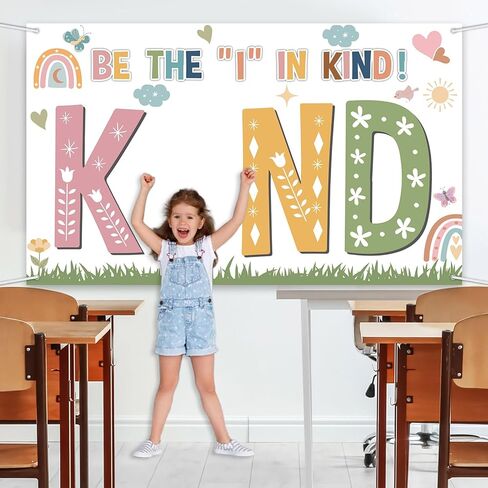 Wiooffen Spring Classroom Decorations Flower Boho Motivational Inspirational Quotes Back to School Backdrop Be the Kind Hanging Banner Photo Booth Props Background for School Hallway Home Wall Decor in Saudi Arabia
