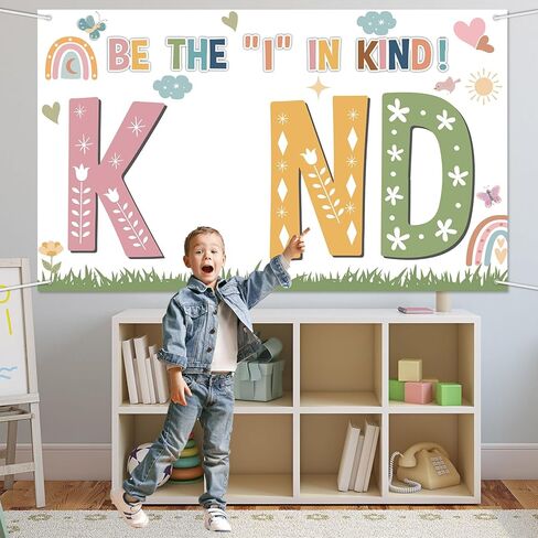 Wiooffen Spring Classroom Decorations Flower Boho Motivational Inspirational Quotes Back to School Backdrop Be the Kind Hanging Banner Photo Booth Props Background for School Hallway Home Wall Decor in Saudi Arabia