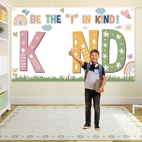 Wiooffen Spring Classroom Decorations Flower Boho Motivational Inspirational Quotes Back to School Backdrop Be the Kind Hanging Banner Photo Booth Props Background for School Hallway Home Wall Decor in Saudi Arabia