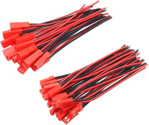 40 قطعة موصل قابس أحمر أسود 100 مللي متر 22AWG 2 دبوس التوصيل أنثى ذكر موصلات لبطارية ألعاب RC in Kuwait