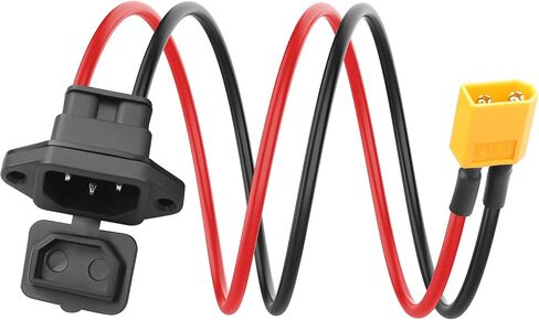 12AWG C14 to XT60 Silicone Extension Cable,IEC C14 to XT60 Male Adapter Cable with Screw-Mount Panel,10A/250V XT60 Charging Cable for RC Cars,Solar Panels,Drone Batteries-1.64FT in Saudi Arabia