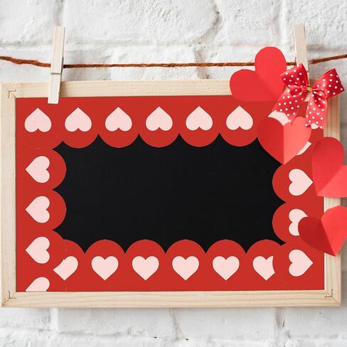 Whaline 70 Ft Valentine's Day Bulletin Board Borders Red Pink Heart Self-Adhesive Trim Border Stickers for Wedding Anniversary Party Home Office Decor in Saudi Arabia