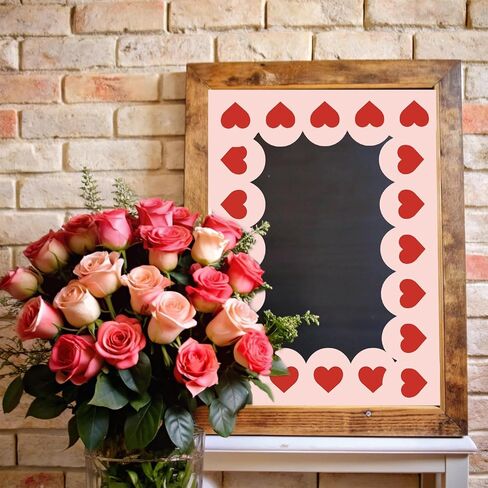 Whaline 70 Ft Valentine's Day Bulletin Board Borders Red Pink Heart Self-Adhesive Trim Border Stickers for Wedding Anniversary Party Home Office Decor in Saudi Arabia