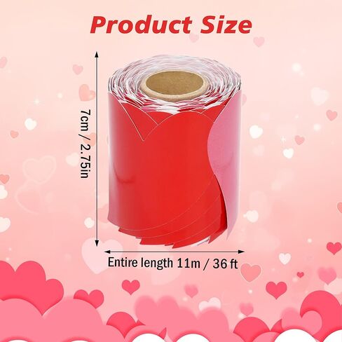 Lucleag 36Ft Valentine’s Day Bulletin Board Border Roll, Cute Valentine Heart Bulletin Border Trim for Valentines Day Anniversary Wedding Party Classroom Office Bulletins Board Decoration in Saudi Arabia