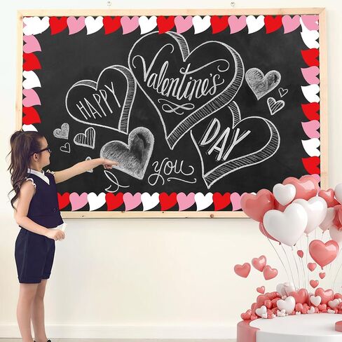 Lucleag 36Ft Valentine’s Day Bulletin Board Border Roll, Cute Valentine Heart Bulletin Border Trim for Valentines Day Anniversary Wedding Party Classroom Office Bulletins Board Decoration in Saudi Arabia