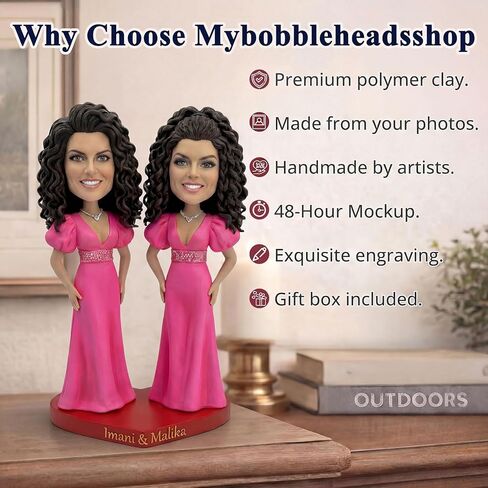 Mybobbbleheadsshop تمثال Bobblehead مخصص من الصورة، تمثال مصنوع يدويًا للأم والابنة، هدية شخصية للأم والابنة أو الزوجة في عيد الحب والذكرى السنوية in Kuwait
