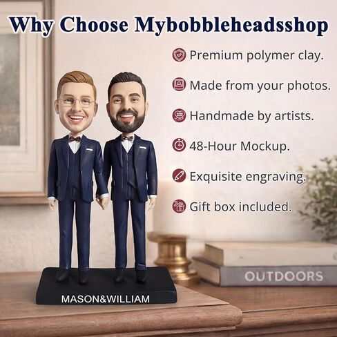 زوجان مخصصان من الصور، دمى Bobblehead مصنوعة يدويًا ومخصصة بالكامل مع قاعدة محفورة، زفاف يسوع الحب in Kuwait