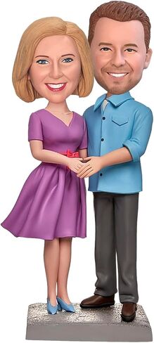 yolie Stylishbobblehead مخصص بوبل هيدز تمثال دمية مخصصة، زوجان يحملان أيديهما رأس بوبل مخصص، شخصيات رأس بوبل مصنوعة يدويًا هدية النحت الشخصية للزوجين in Kuwait