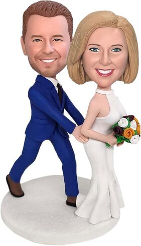 yolie Stylishbobblehead مخصص بوبل هيدز تمثال دمية مخصصة، زوجان يحملان أيديهما رأس بوبل مخصص، شخصيات رأس بوبل مصنوعة يدويًا هدية النحت الشخصية للزوجين in Kuwait