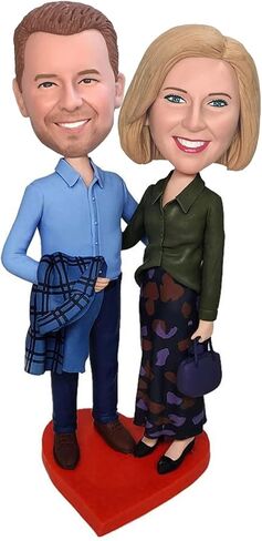 yolie Stylishbobblehead مخصص بوبل هيدز تمثال دمية مخصصة، زوجان يحملان أيديهما رأس بوبل مخصص، شخصيات رأس بوبل مصنوعة يدويًا هدية النحت الشخصية للزوجين in Kuwait