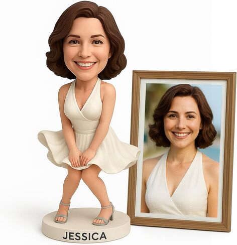 Classic Custom Bobblehead Doll for Women from Photo – Semi-Custom Head or Full-Body Custom, Personalized Handmade Soft-Clay Figurine, Gift for Wife, Girlfriend, Birthday, Anniversary in Saudi Arabia