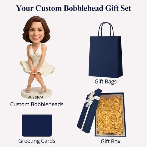 Classic Custom Bobblehead Doll for Women from Photo – Semi-Custom Head or Full-Body Custom, Personalized Handmade Soft-Clay Figurine, Gift for Wife, Girlfriend, Birthday, Anniversary in Saudi Arabia