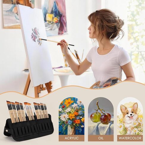 33pcs Paint Brush Set,Paint Brushes for Acrylic Painting, Oil, Watercolor,Professional Paintbrushes with Flat, Filbert, Fan, Palette Knife,ect.Art Supplies for Artists and Beginners in Kuwait