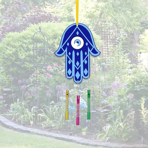 JEKEJIAJIU 24 Sets Hamsa Hand Wind Chime Kit for Kids Make You Own Hamsa Hand Craft DIY Coloring Wooden Hamsa Hand Art and Craft for Kids Gifts School Home and Party Supplies in Saudi Arabia