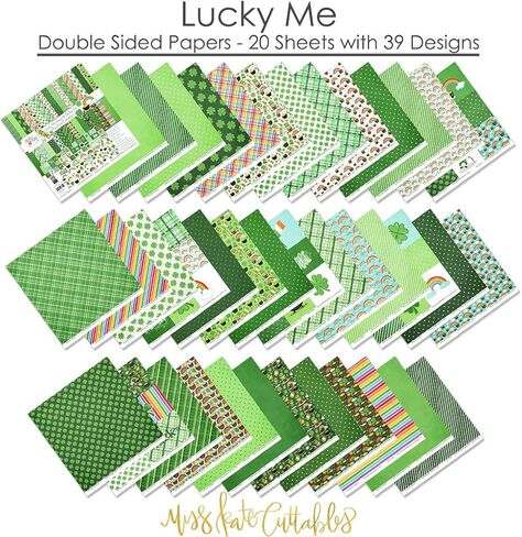 Miss Kate Cuttables Paper & Sticker Kit - Lucky Me - St Patricks Day Irish - 20 Double-Sided 12x12 Papers with 39 Designs & 1 8X12 Sticker Sheet - Scrapbooking Card Making Crafting in Saudi Arabia
