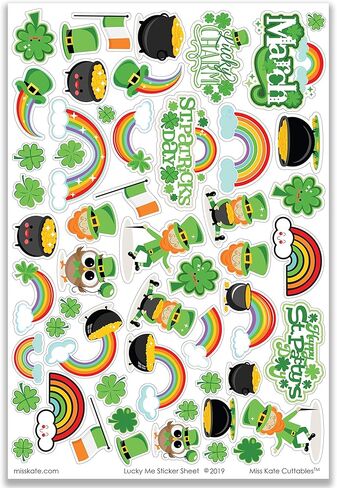 Miss Kate Cuttables Paper & Sticker Kit - Lucky Me - St Patricks Day Irish - 20 Double-Sided 12x12 Papers with 39 Designs & 1 8X12 Sticker Sheet - Scrapbooking Card Making Crafting in Saudi Arabia