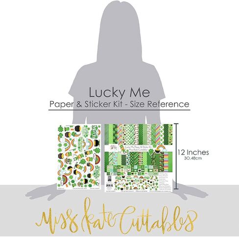 Miss Kate Cuttables Paper & Sticker Kit - Lucky Me - St Patricks Day Irish - 20 Double-Sided 12x12 Papers with 39 Designs & 1 8X12 Sticker Sheet - Scrapbooking Card Making Crafting in Saudi Arabia