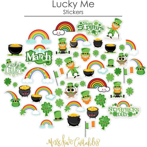 Miss Kate Cuttables Paper & Sticker Kit - Lucky Me - St Patricks Day Irish - 20 Double-Sided 12x12 Papers with 39 Designs & 1 8X12 Sticker Sheet - Scrapbooking Card Making Crafting in Saudi Arabia
