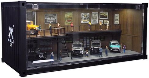 1/64 Scale Display Case with LED Light – Container Box Style Garage Diorama Compatible with Hot Wheels Matchbox Mini GT Diecast Cars, for Model Car Display and Storage Stackable in Saudi Arabia