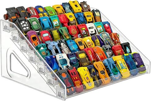 2 Pack 7-Tier Toy Cars Display Shelf for Hot Wheels Clear Toy Cars Display Case for 1/64 Scale Model Cars Model Car Display Organizer Hold 63 Model Car Storage Holder Container Shelf (Only Case) in Saudi Arabia