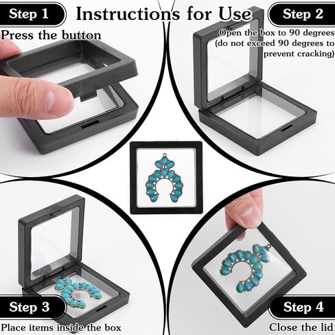 60 قطعة حافظة عرض عائمة ثلاثية الأبعاد، 2.8 × 2.8 × 0.8 بوصة طبقة شفافة ثلاثية الأبعاد حامل إطار عرض العملات المعدنية العائمة تقف للعملات المعدنية والمجوهرات والأصداف والأحجار الكريمة والصخور والحفريات والعينات، أسود in Kuwait