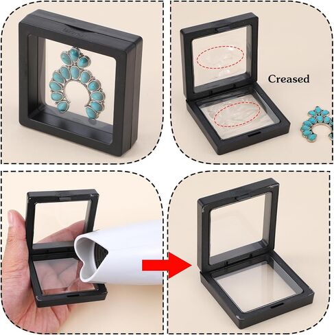 60 قطعة حافظة عرض عائمة ثلاثية الأبعاد، 2.8 × 2.8 × 0.8 بوصة طبقة شفافة ثلاثية الأبعاد حامل إطار عرض العملات المعدنية العائمة تقف للعملات المعدنية والمجوهرات والأصداف والأحجار الكريمة والصخور والحفريات والعينات، أسود in Kuwait