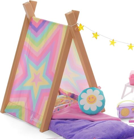 American Girl, AG Sisters Glamping Girls Sleepover Set، مجموعة لعب الدمى، للدمى مقاس 14.5 بوصة، 28 قطعة، للأعمار من 4 سنوات فما فوق in Kuwait