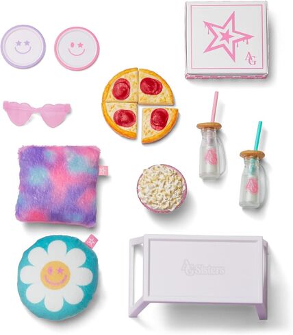 American Girl, AG Sisters Glamping Girls Sleepover Set، مجموعة لعب الدمى، للدمى مقاس 14.5 بوصة، 28 قطعة، للأعمار من 4 سنوات فما فوق in Kuwait
