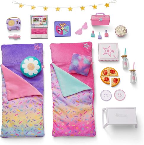 American Girl, AG Sisters Glamping Girls Sleepover Set، مجموعة لعب الدمى، للدمى مقاس 14.5 بوصة، 28 قطعة، للأعمار من 4 سنوات فما فوق in Kuwait
