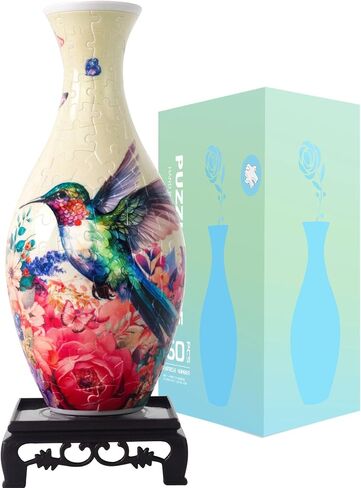 Hummingbird 3D Puzzle Vase for Adults to Flower Arrangement and Home Decoration Made by 160 Curved Plastic Puzzle Pieces,Great Gift for Mother's Day and Housewarming in Saudi Arabia