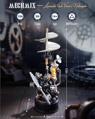 ROBOTIME 3D Puzzle Helicopter – Mechanical DIY Model Set with Light & Movement, PVC Model, Engineering Gift, STEM for Collectors & Amateurs, CGL01 in Saudi Arabia