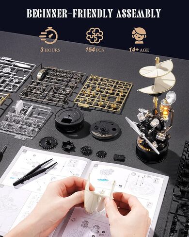 ROBOTIME 3D Puzzle Helicopter – Mechanical DIY Model Set with Light & Movement, PVC Model, Engineering Gift, STEM for Collectors & Amateurs, CGL01 in Saudi Arabia