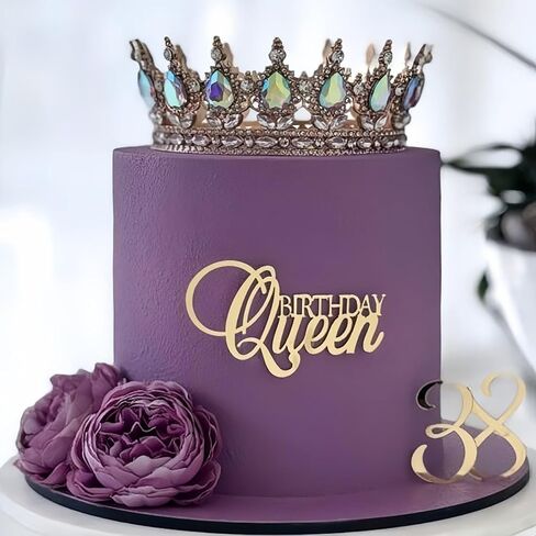 SRMIRO Birthday Queen Cake Topper Acrylic Gold Cake Decoration Women Girls Birthday Queen Cake Topper Valentine's Day Mother's Day Cake Decoration, A-BQ01 in Saudi Arabia