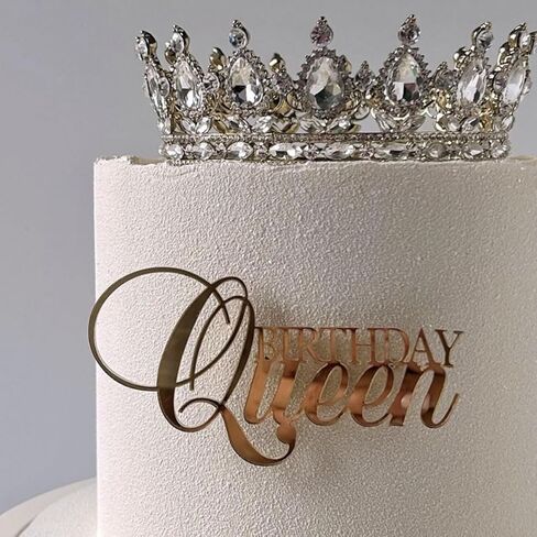 SRMIRO Birthday Queen Cake Topper Acrylic Gold Cake Decoration Women Girls Birthday Queen Cake Topper Valentine's Day Mother's Day Cake Decoration, A-BQ01 in Saudi Arabia