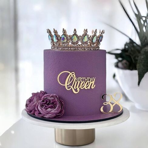 SRMIRO Birthday Queen Cake Topper Acrylic Gold Cake Decoration Women Girls Birthday Queen Cake Topper Valentine's Day Mother's Day Cake Decoration, A-BQ01 in Saudi Arabia
