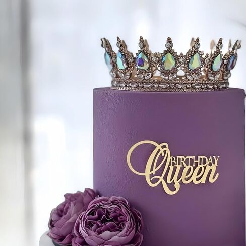 SRMIRO Birthday Queen Cake Topper Acrylic Gold Cake Decoration Women Girls Birthday Queen Cake Topper Valentine's Day Mother's Day Cake Decoration, A-BQ01 in Saudi Arabia