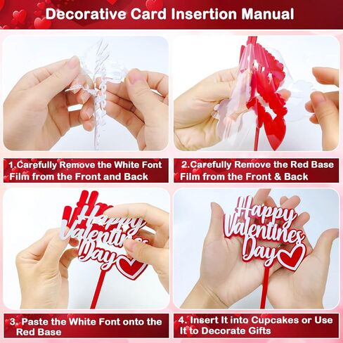 10PCS Happy Valentines Day Cake Toppers Red Valentines Heart Cupcake Toppers for Valentine's Day Birthday Wedding Anniversary Engagement Party Cake Decoration Supplies in Saudi Arabia