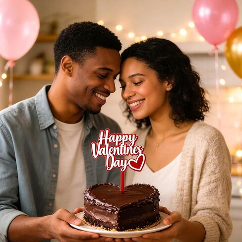 10PCS Happy Valentines Day Cake Toppers Red Valentines Heart Cupcake Toppers for Valentine's Day Birthday Wedding Anniversary Engagement Party Cake Decoration Supplies in Saudi Arabia