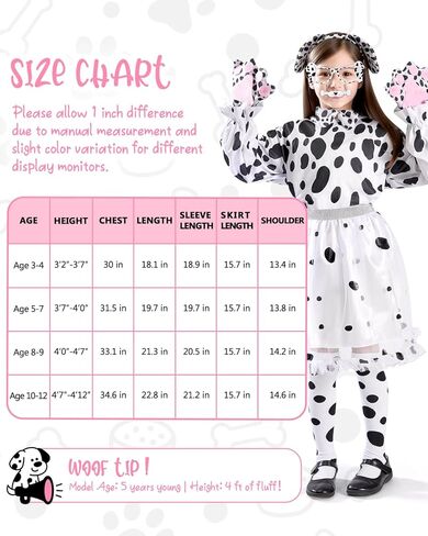 Toddler Halloween Dalmatian Costume Kids with Light Up Tutu Dress & Dalmatian Ears Headband in Saudi Arabia