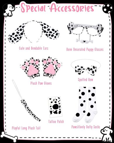 Toddler Halloween Dalmatian Costume Kids with Light Up Tutu Dress & Dalmatian Ears Headband in Saudi Arabia