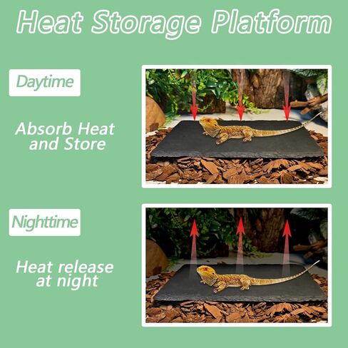 Bearded Dragon Basking Platform,9.8x6in Natural Reptile Heat Storage Slate Rock with Bark Substrate,Leopard Gecko Hides Climbing Tank Decor Accessories for Reptile,Lizard,Snake,Turtle,Snake in Saudi Arabia