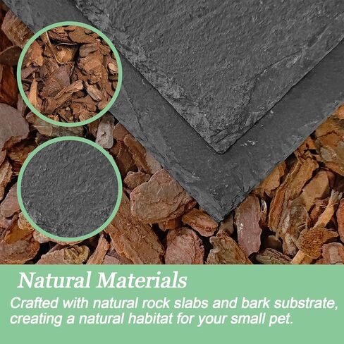 Bearded Dragon Basking Platform,9.8x6in Natural Reptile Heat Storage Slate Rock with Bark Substrate,Leopard Gecko Hides Climbing Tank Decor Accessories for Reptile,Lizard,Snake,Turtle,Snake in Saudi Arabia