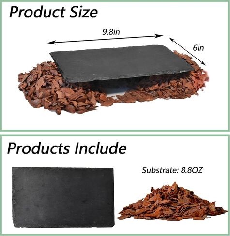 Bearded Dragon Basking Platform,9.8x6in Natural Reptile Heat Storage Slate Rock with Bark Substrate,Leopard Gecko Hides Climbing Tank Decor Accessories for Reptile,Lizard,Snake,Turtle,Snake in Saudi Arabia