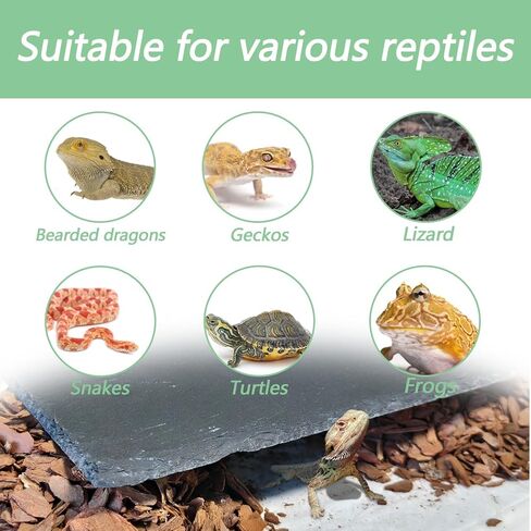 Bearded Dragon Basking Platform,9.8x6in Natural Reptile Heat Storage Slate Rock with Bark Substrate,Leopard Gecko Hides Climbing Tank Decor Accessories for Reptile,Lizard,Snake,Turtle,Snake in Saudi Arabia