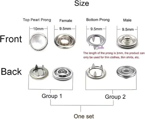 مجموعة أدوات التثبيت JAUEIVR - 100 مجموعة من أزرار المفاجئة ذات الشق اللؤلؤي 10 مم مع كماشة تثبيت ومجموعة أدوات الضغط لصياغة الخياطة (أسود) in Kuwait