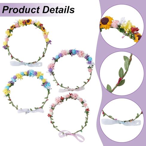ORIGACH 16 Set DIY Flower Crown Kit Floral Crown Making Kit Make Your Own Flower Wreath Headband Handmade Floral Hair Accessories for Wedding Birthday Party DIY Adult Arts and Crafts in Saudi Arabia